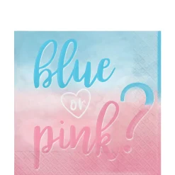 Blue or Pink? Gender Reveal Paper Lunch Napkins, 6.5in, 16ct - The Big Reveal