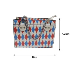 Blue & Red Harlequin Checkered Clown Purse