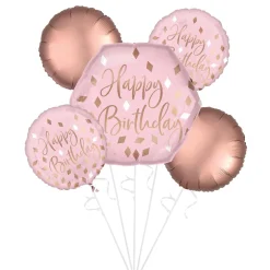 Blush Birthday Foil Balloon Bouquet, 5pc