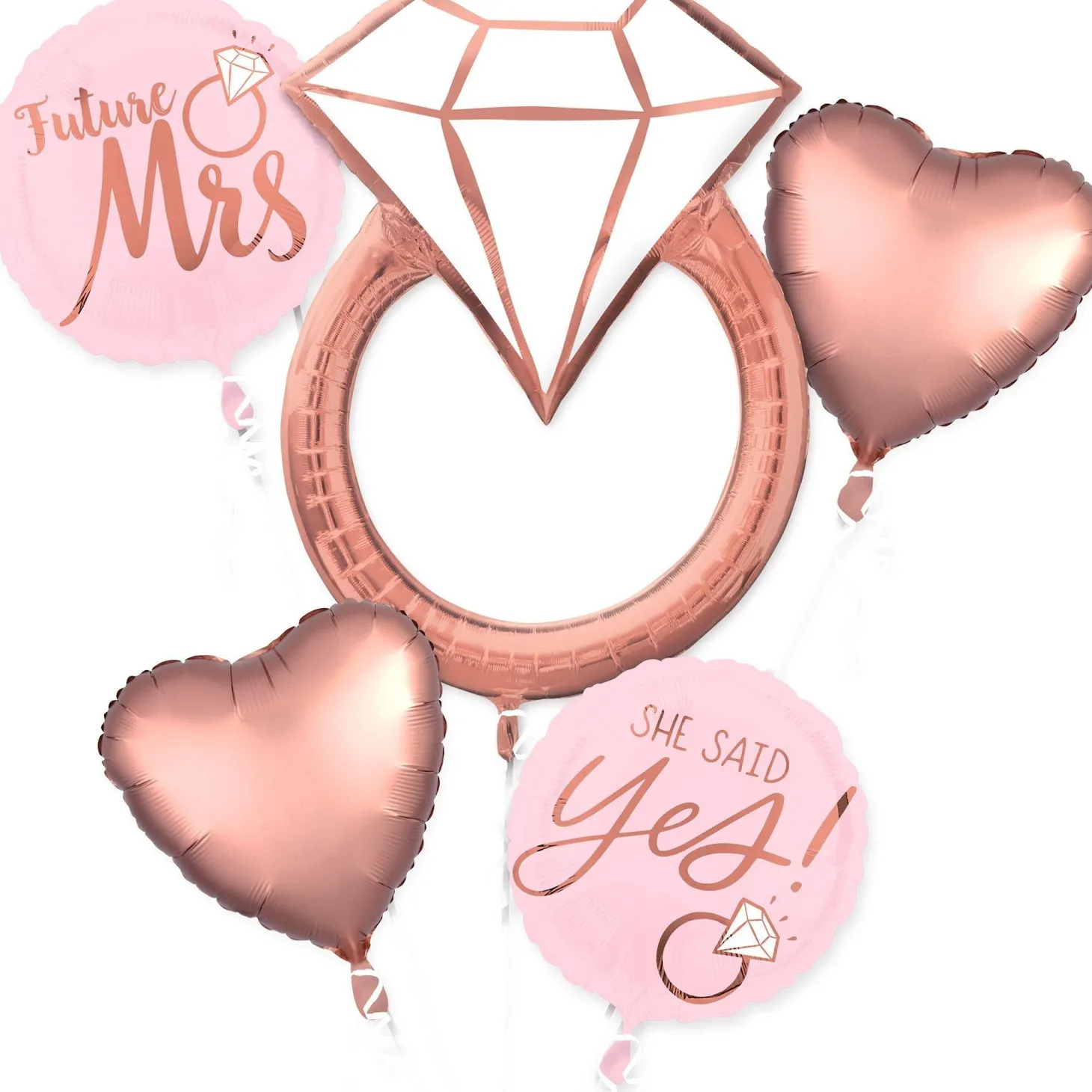 Blush Engagement Foil Balloon Bouquet, 5pc
