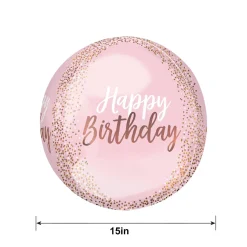 Blush Pink Happy Birthday Balloon, 15in x 16in - Orbz®