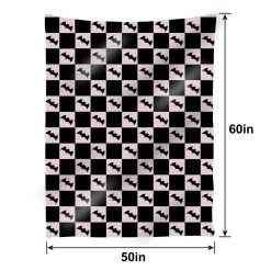 Breast Cancer Awareness Small Bats Halloween Fleece Blanket, 60in x 50in