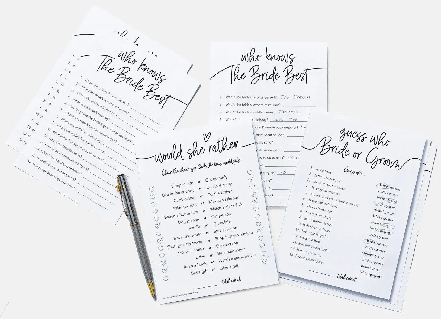Bridal Shower Games 3-Pack 75ct