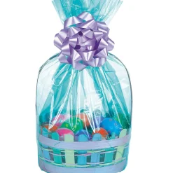 Caribbean Blue Plastic Gift Basket Bags 2ct