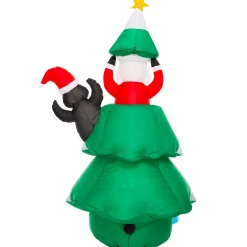 Christmas Tree, Santa Claus & Penguin Inflatable Yard Decoration, 7ft