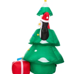 Christmas Tree, Santa Claus & Penguin Inflatable Yard Decoration, 7ft