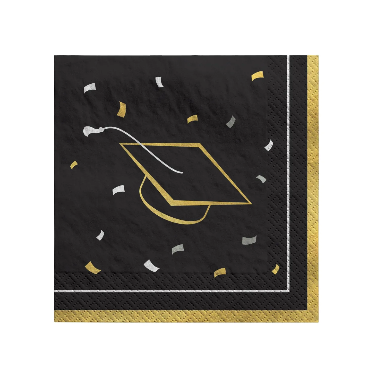 Class Dismissed Graduation Beverage Napkins, Black & Gold, 16ct