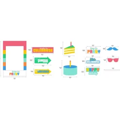 Colorful Collage Photo Booth Props, 11pc