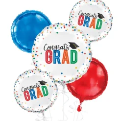 Colorful Congrats Grad Foil Balloon Bouquet, 5pc