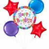 Colorful Happy Birthday Balloon Bouquet, 5pc