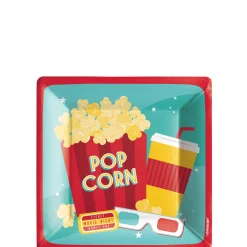 Concession Stand Square Paper Dessert Plates, 6.75in, 20ct - Movie Night