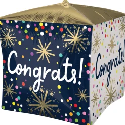 Confetti Sprinkle Congrats Cubez Foil Balloon, 15in