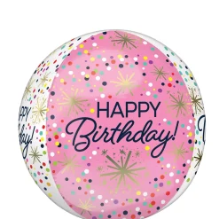 Confetti Sprinkle Happy Birthday Orbz Balloon, 15in x 16in
