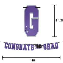 Congrats Grad Letter Banner, Assorted Colors