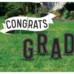Congrats Grad Plastic & Metal Yard Sign Kit, 14in, 6pc