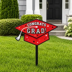 Congrats Grad Plastic Yard Stake, 20.5in, Assorted Colors
