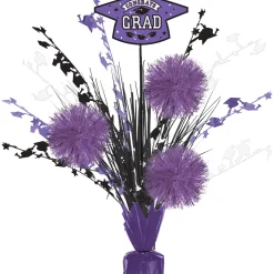 Congrats Grad Tinsel Burst Spray Centerpiece, 18in, Assorted Colors