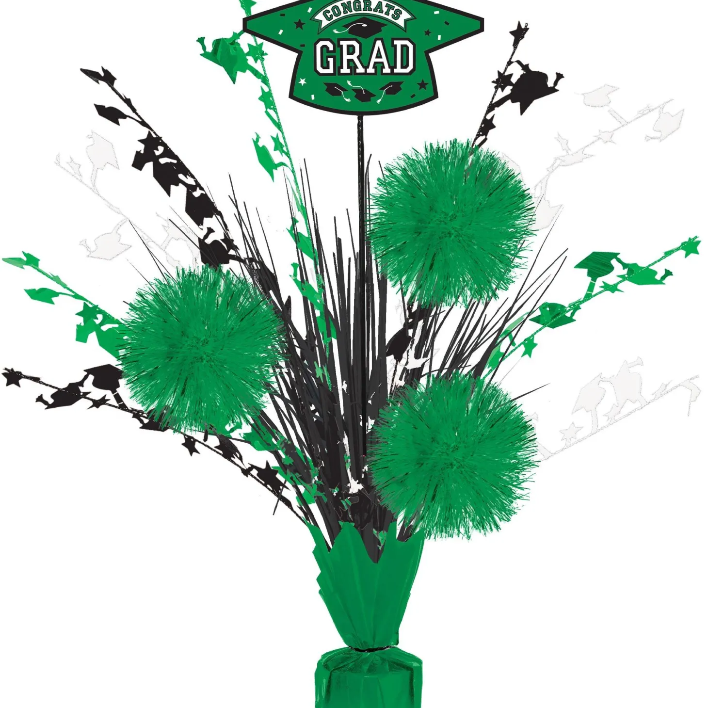 Congrats Grad Tinsel Burst Spray Centerpiece, 18in, Assorted Colors