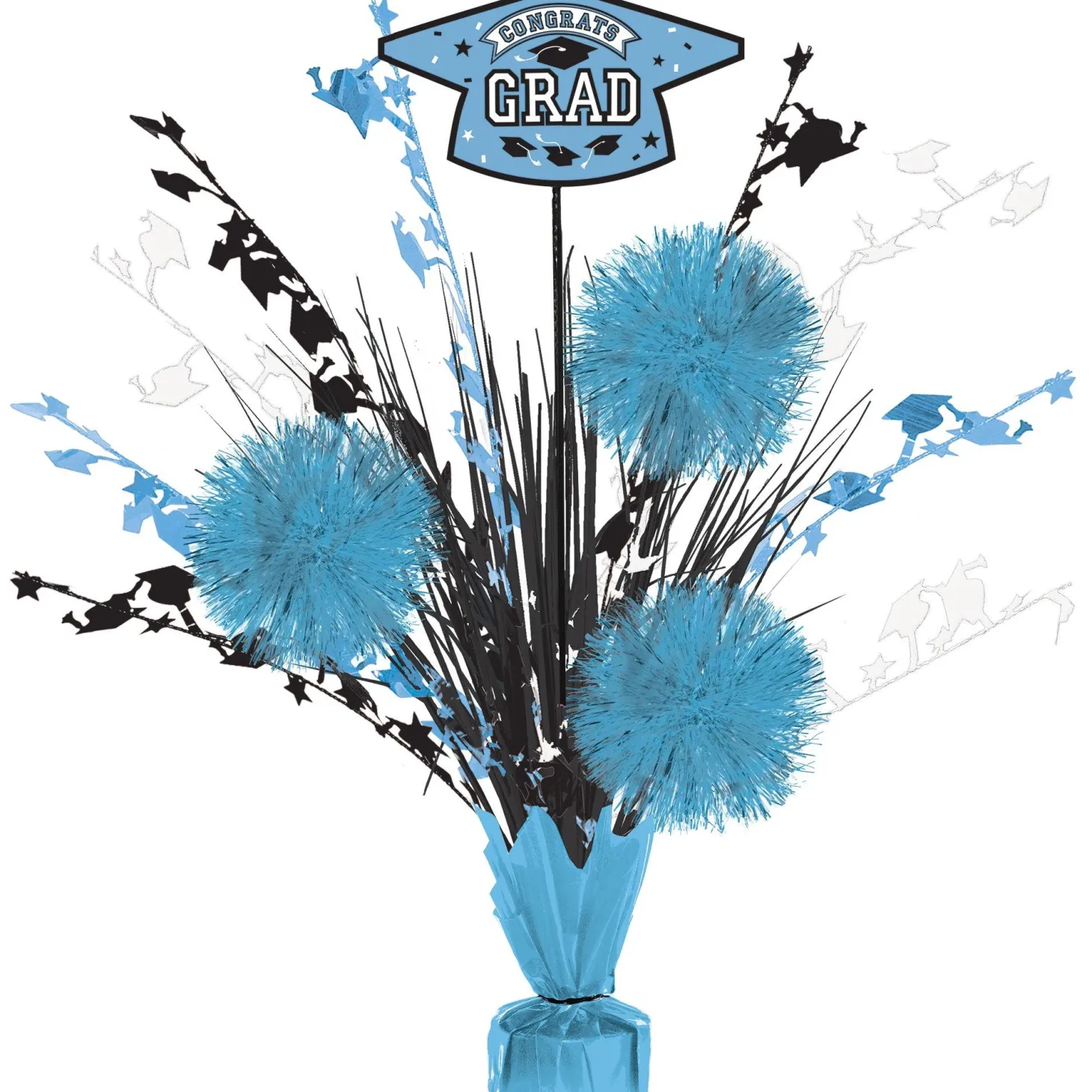 Congrats Grad Tinsel Burst Spray Centerpiece, 18in, Assorted Colors