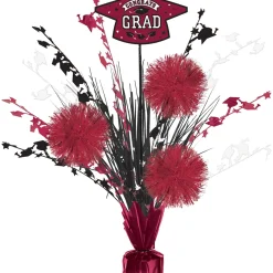 Congrats Grad Tinsel Burst Spray Centerpiece, 18in, Assorted Colors