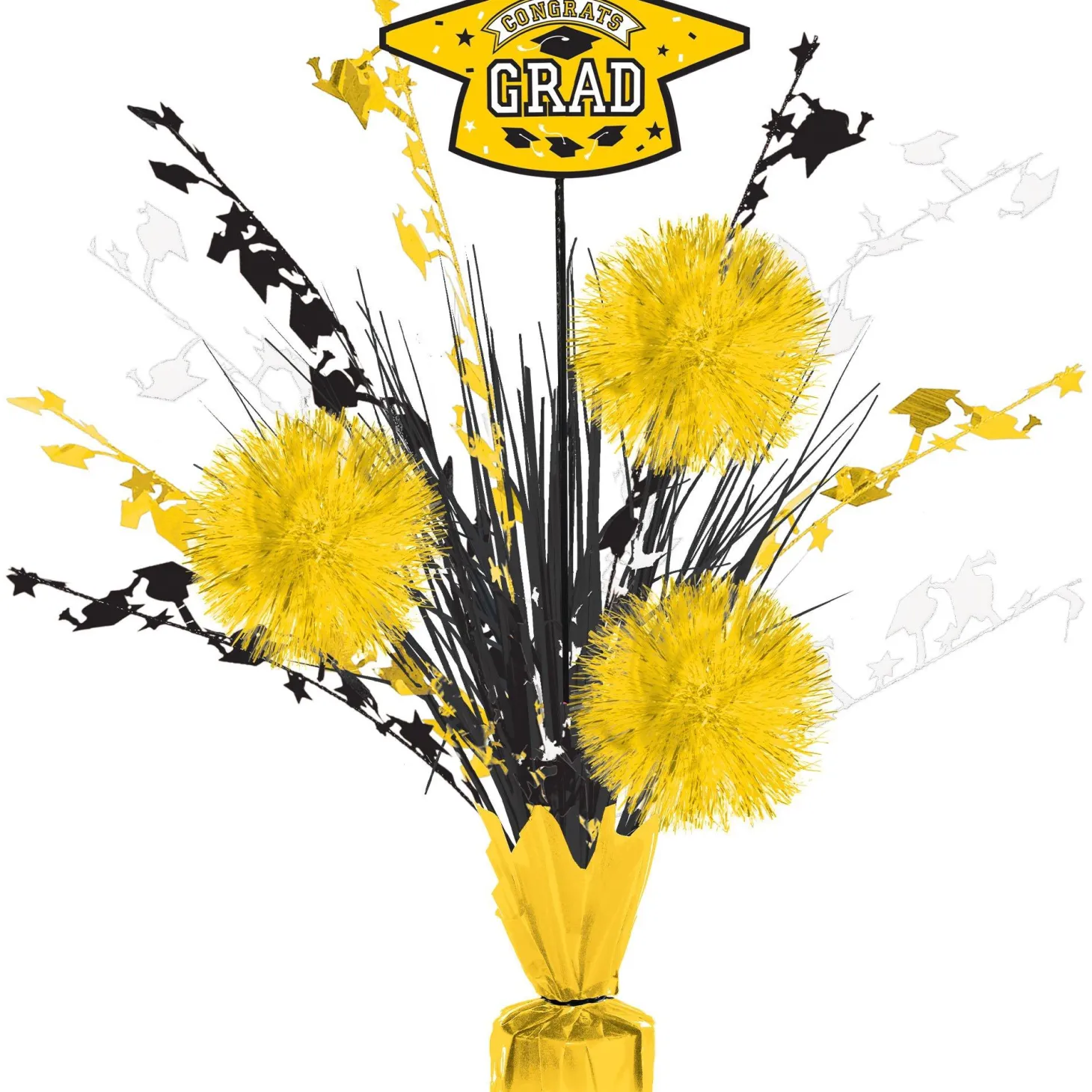 Congrats Grad Tinsel Burst Spray Centerpiece, 18in, Assorted Colors