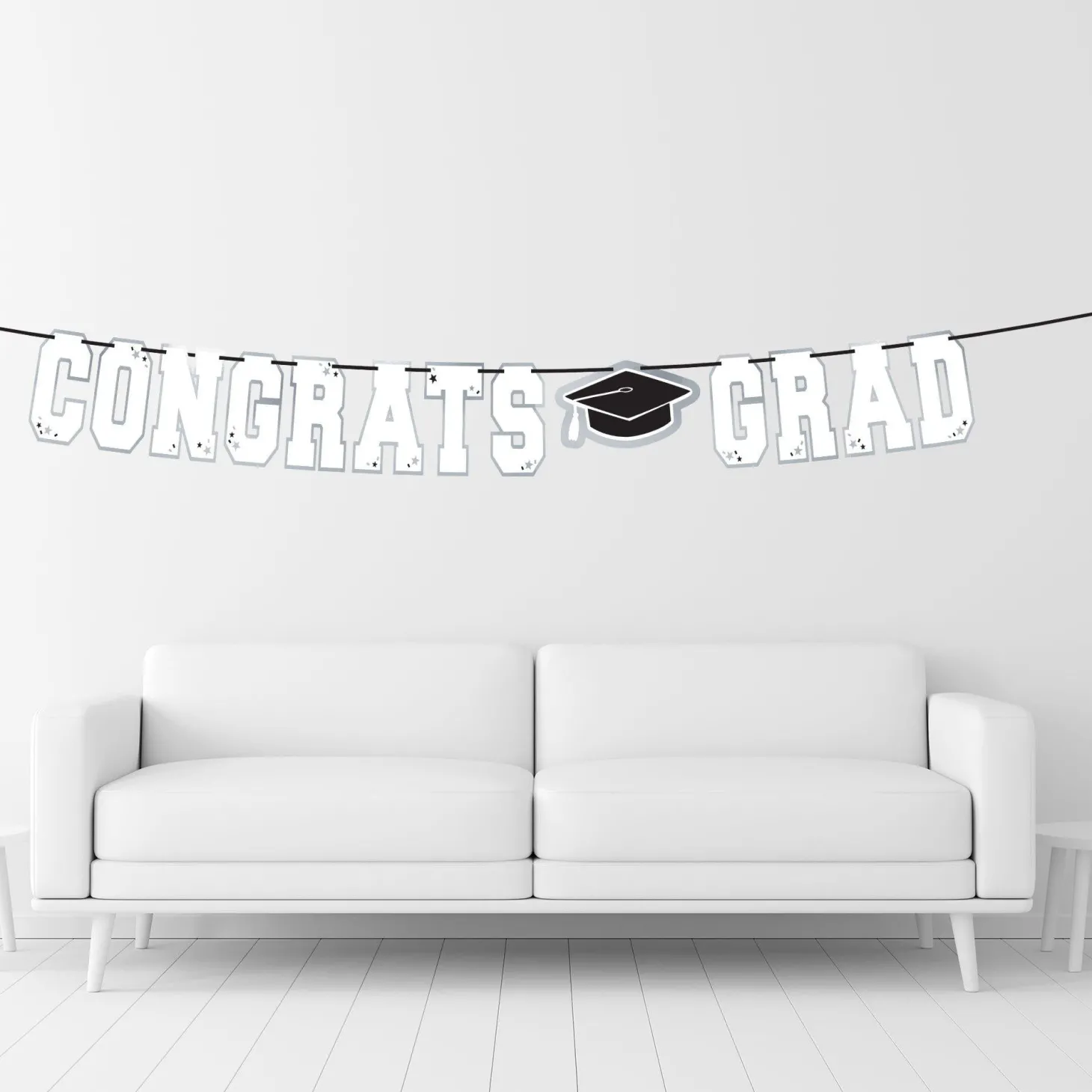 Congrats Grad White Letter Banner