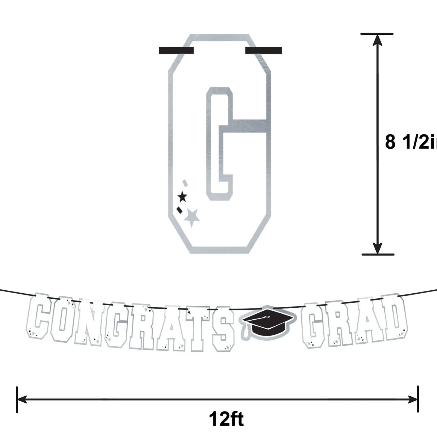 Congrats Grad White Letter Banner