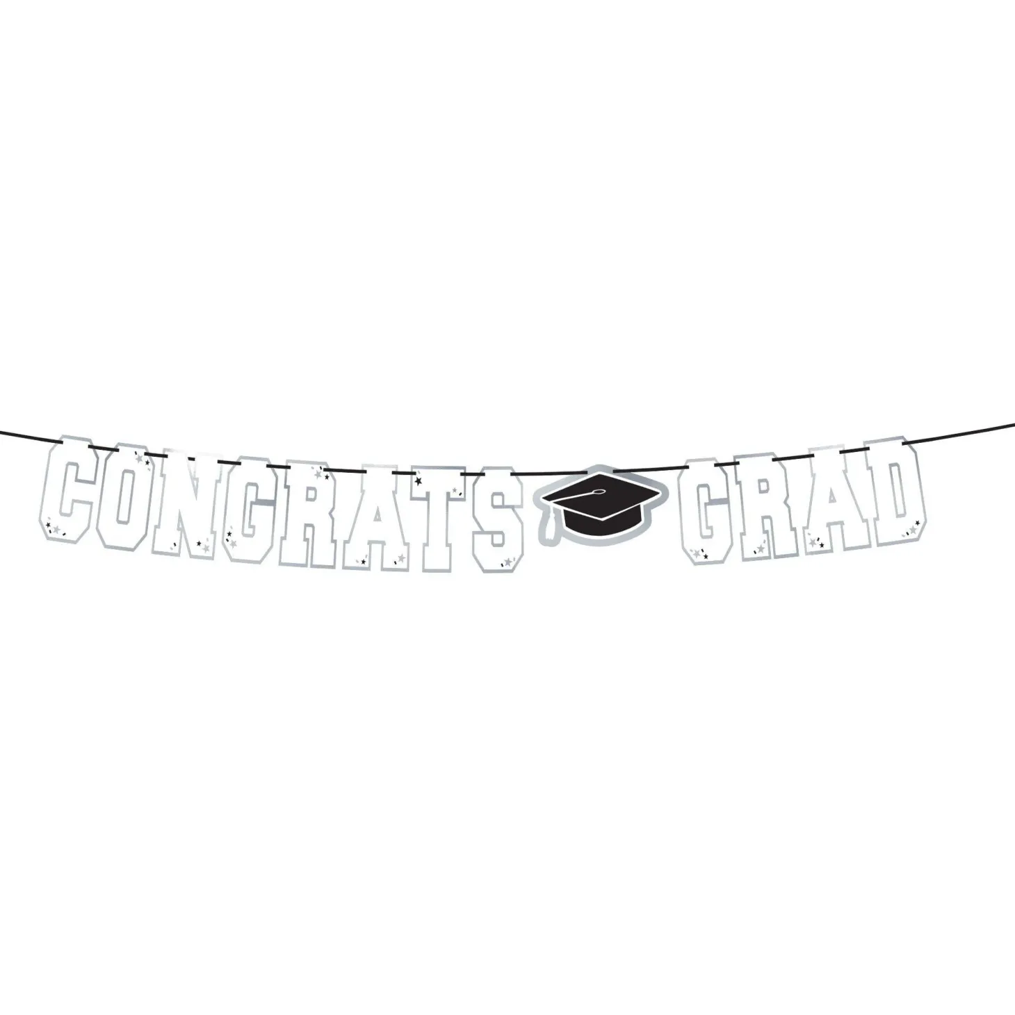 Congrats Grad White Letter Banner