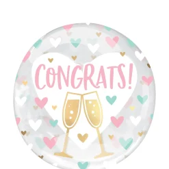 Congrats Hearts Plastic Balloon, 18in - Clearz™