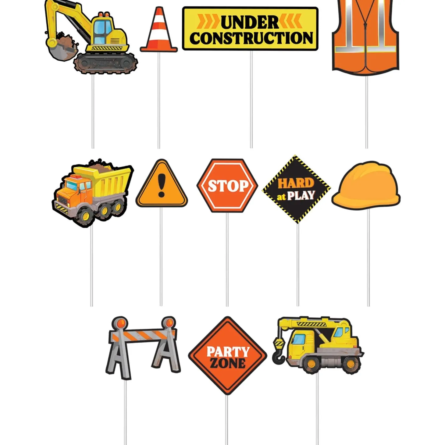Construction Party Photo Backdrop with Props, 13pc