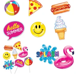 Cool Pool Party Cardstock & Plastic Photo Booth Props, 8pc