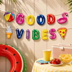Cool Pool Party Good Vibes Cardstock Banner Set, 2pc, 5ft