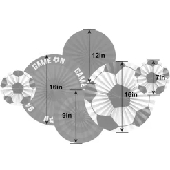 Corner Kick Soccer Paper Fan Decorations, 6ct