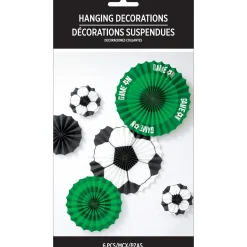 Corner Kick Soccer Paper Fan Decorations, 6ct