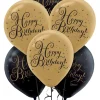 15ct, Black & Gold Birthday Balloons