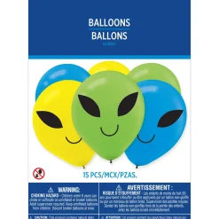15ct, Blast Off Alien Balloons