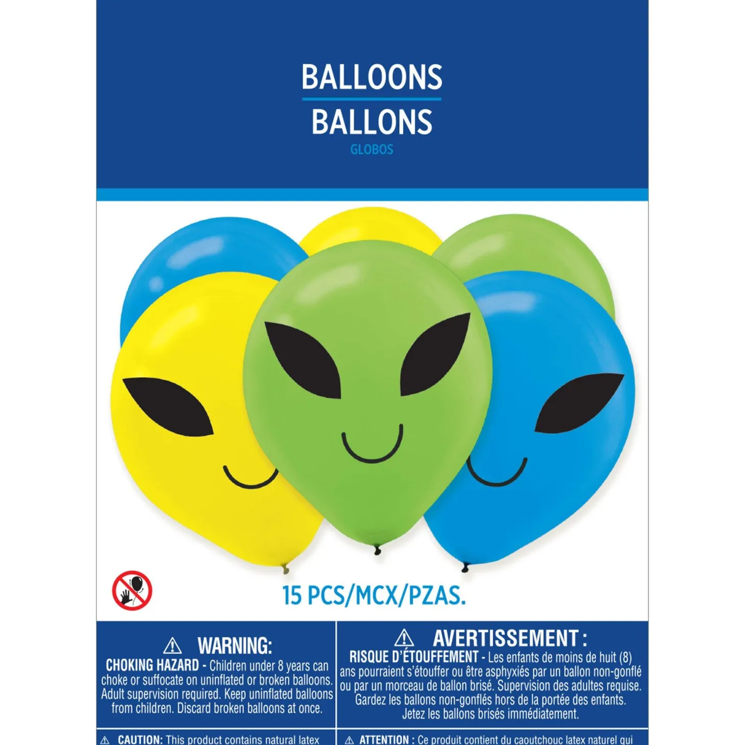 15ct, Blast Off Alien Balloons