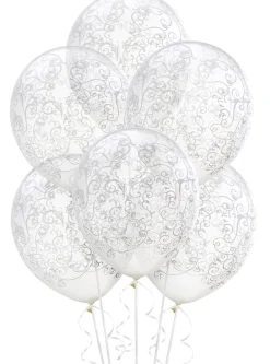 6ct, 12in, Clear Filigree Balloons