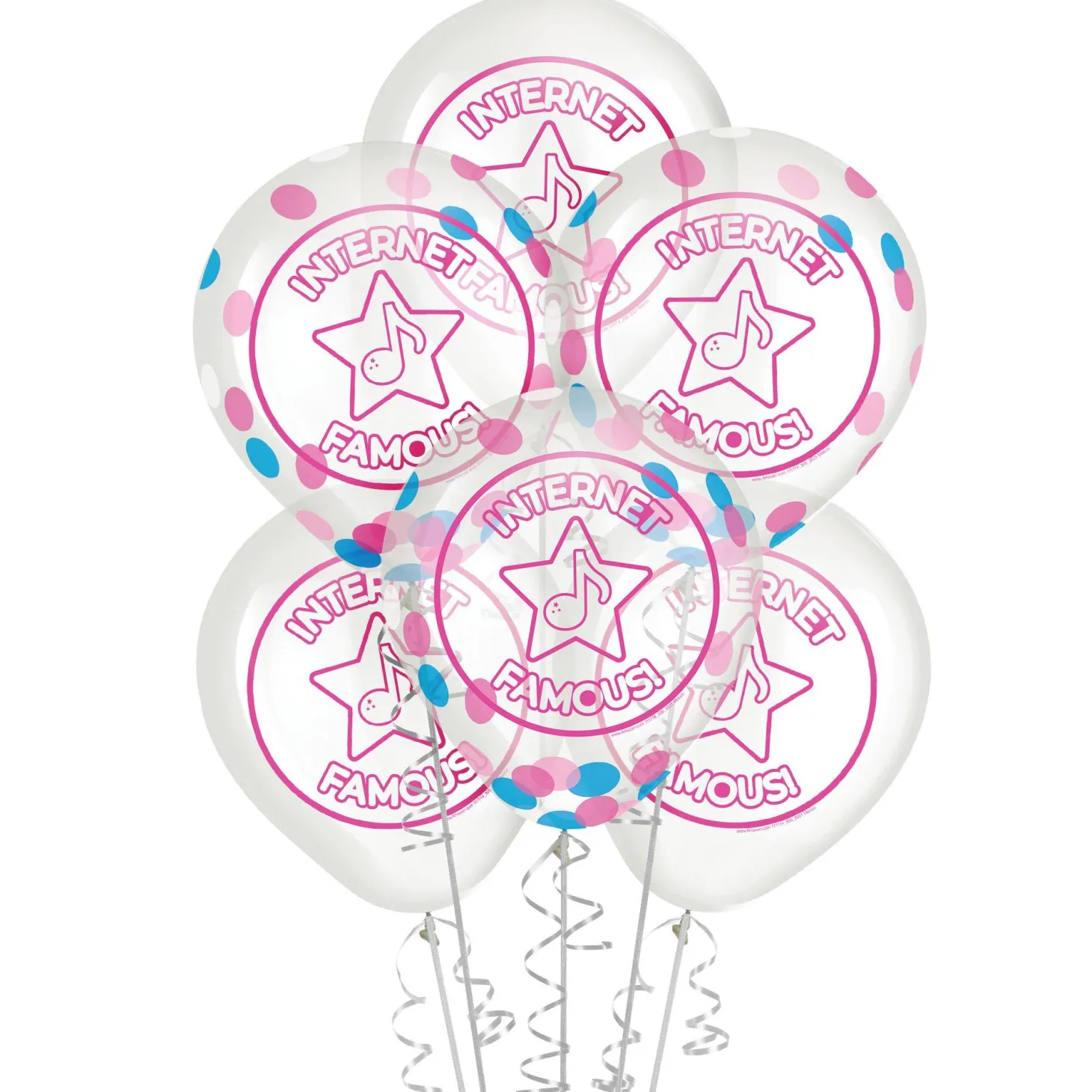6ct, 12in, Internet Famous Latex Confetti Balloons