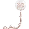 1ct, 24in, Rose Gold & White Confetti Balloon with Tassel Tail
