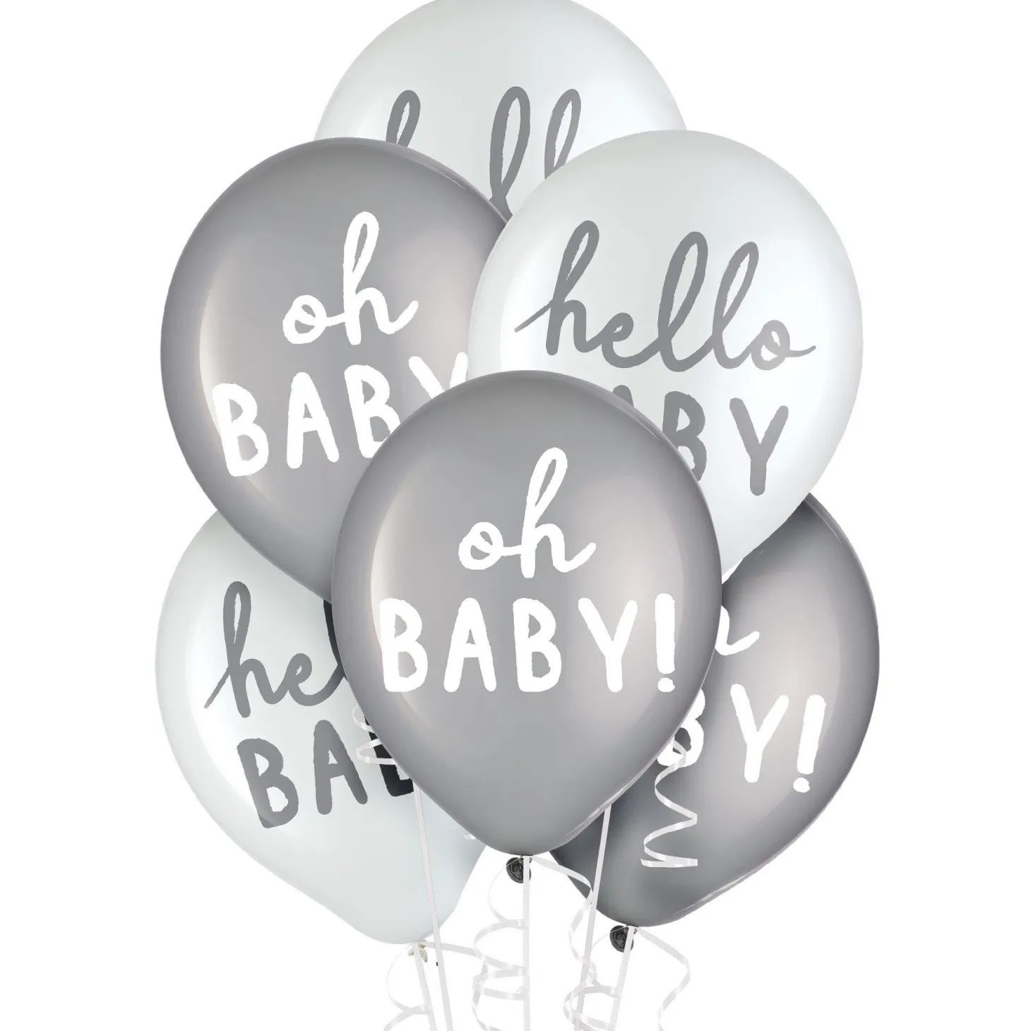 15ct, 12in, Silver & White Soft Jungle Baby Shower Latex Balloons
