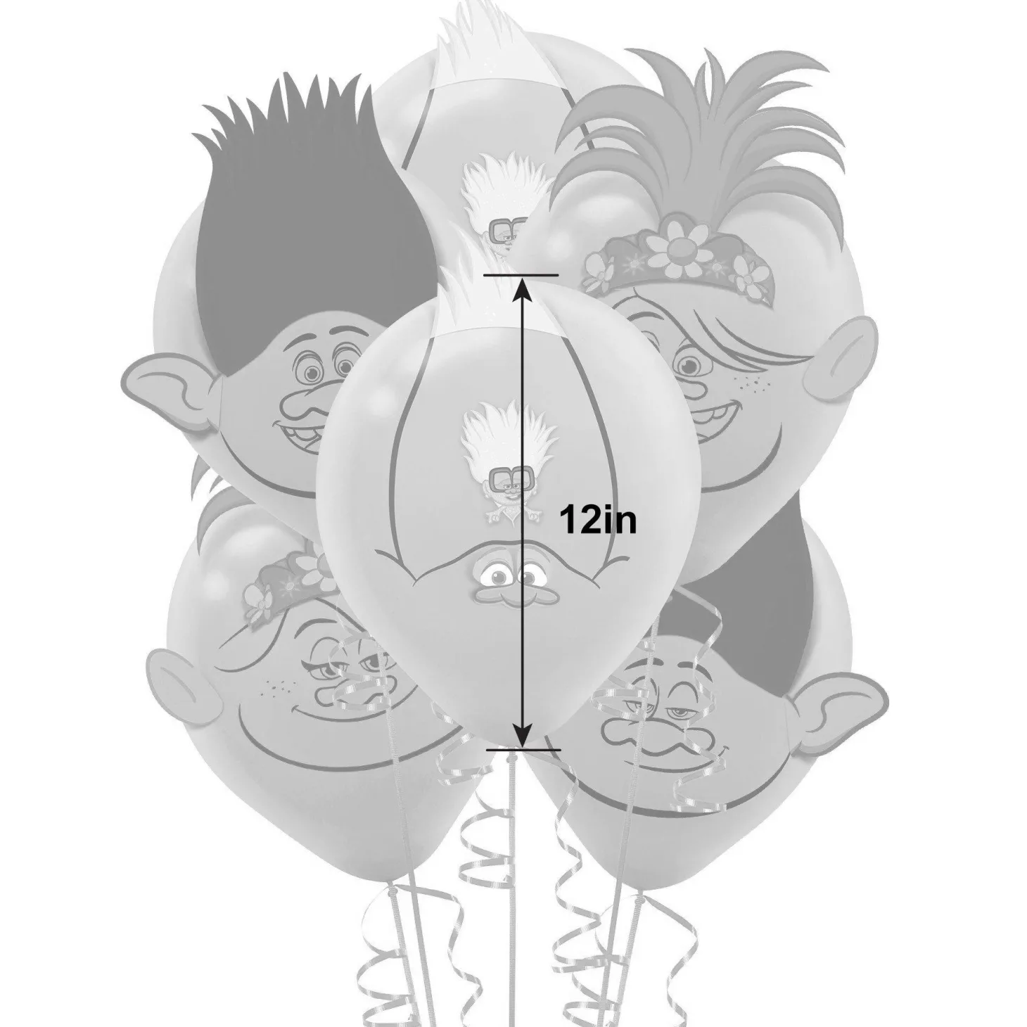 6ct, 12in, Trolls World Tour Latex Balloons
