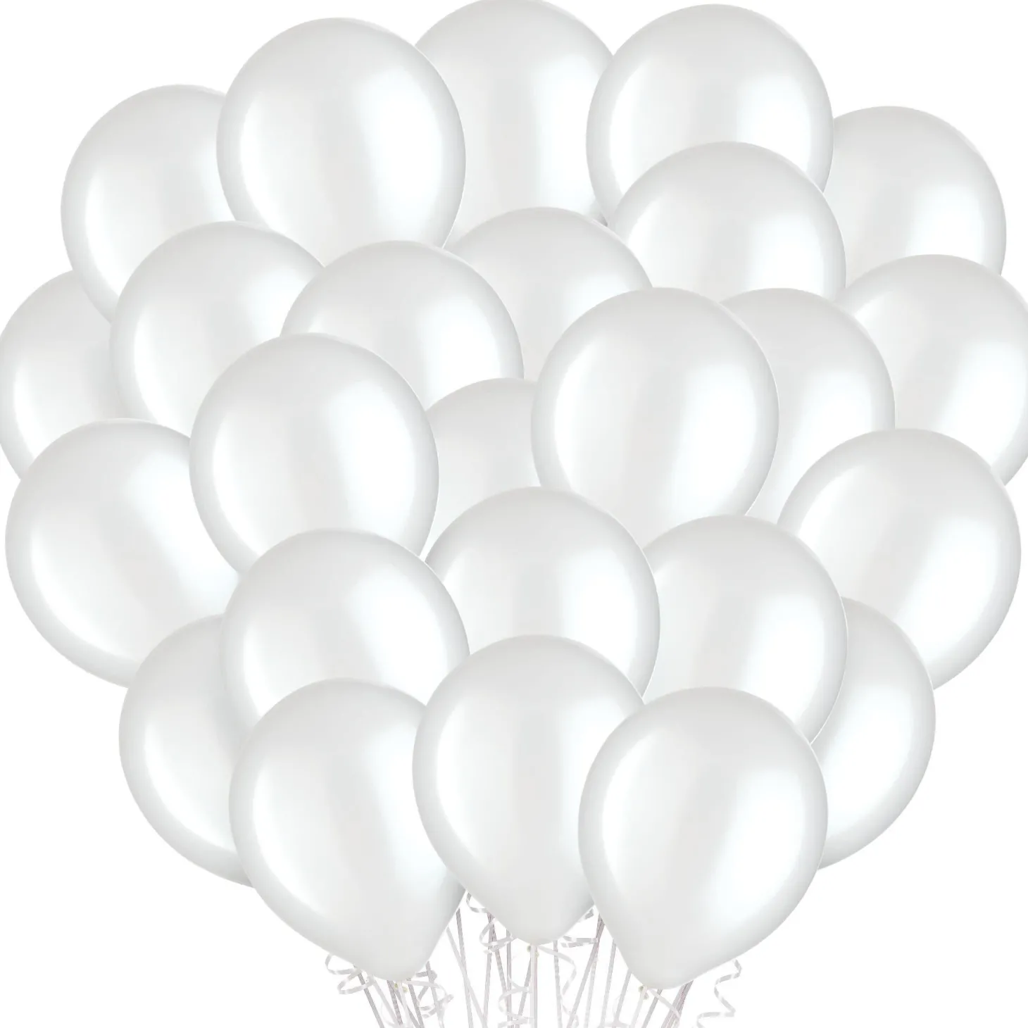 100ct, 12in, White Pearl Latex Balloons
