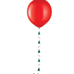 1ct, Red Latex Balloon (24in) with Christmas Tree & Candy Cane Balloon Tail (5.25ft)