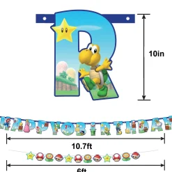 Customizable Super Mario Birthday Letter Banner Set, 2pc