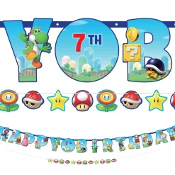Customizable Super Mario Birthday Letter Banner Set, 2pc