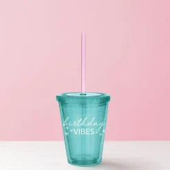 Digital Dream Plastic Tumbler with Straw, 12oz