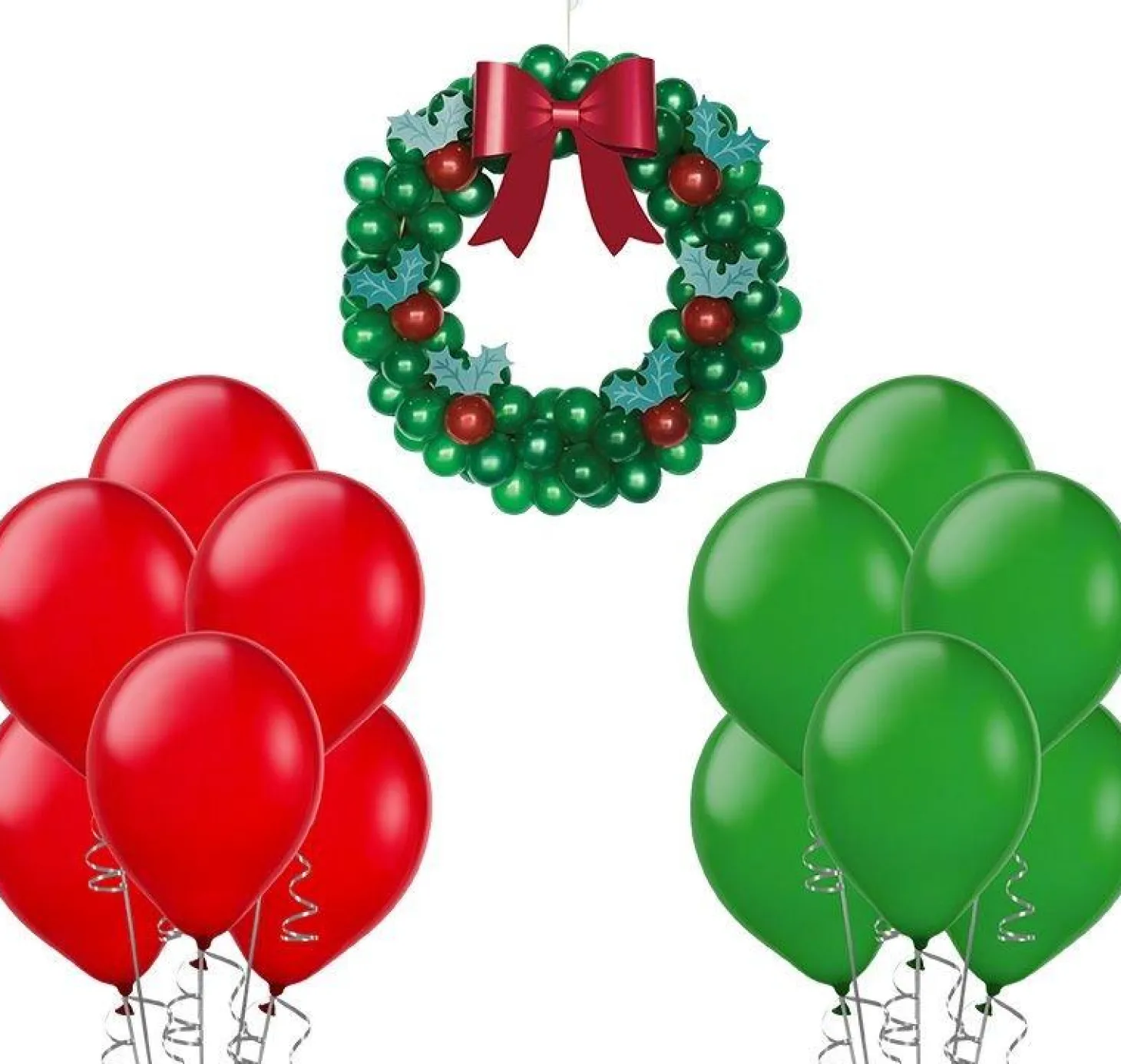 DIY Air-Filled Christmas Latex Balloon Wreath Kit, 37in