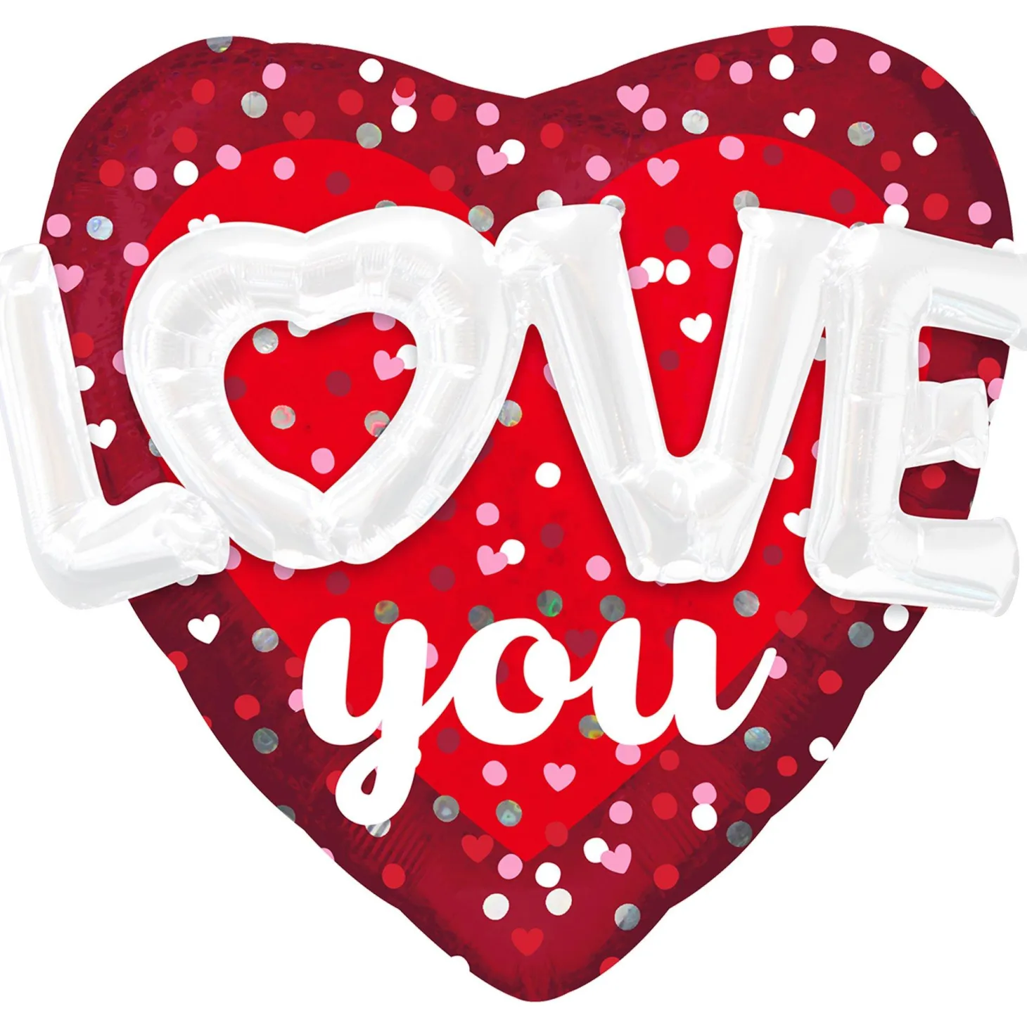3D Love You Valentine's Day Heart Foil Balloon, 36in