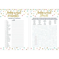 Dots & Stars Word Scramble & Word Search Baby Shower Game